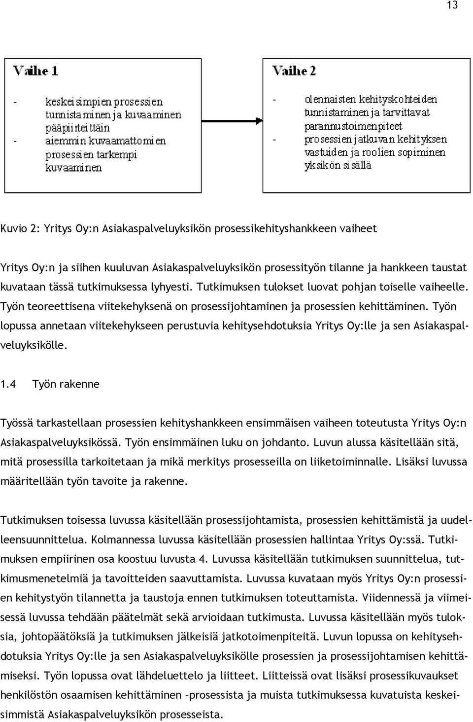 Työn lopussa annetaan viitekehykseen perustuvia kehitysehdotuksia Yritys Oy:lle ja sen Asiakaspalveluyksikölle. 1.