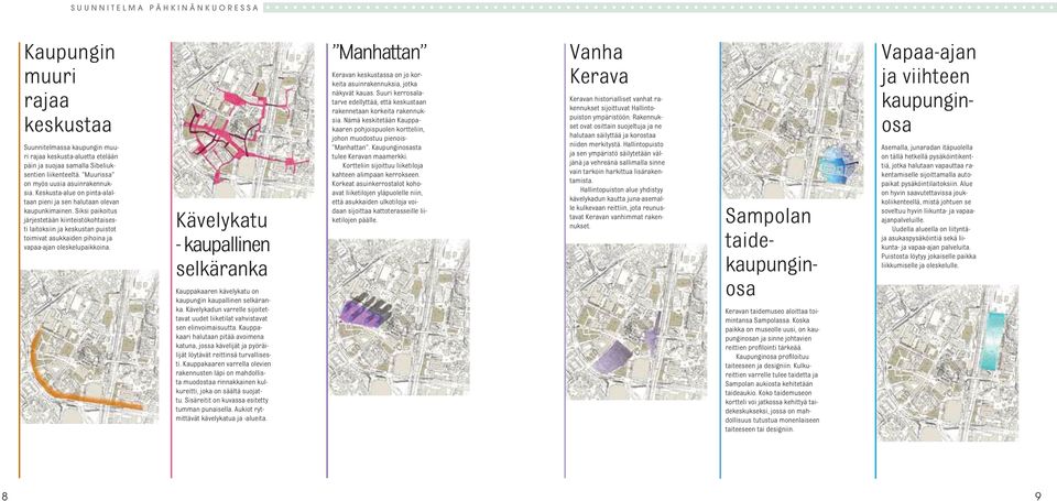 Siksi paikoitus järjestetään kiinteistökohtaisesti laitoksiin ja keskustan puistot toimivat asukkaiden pihoina ja vapaa-ajan oleskelupaikkoina.