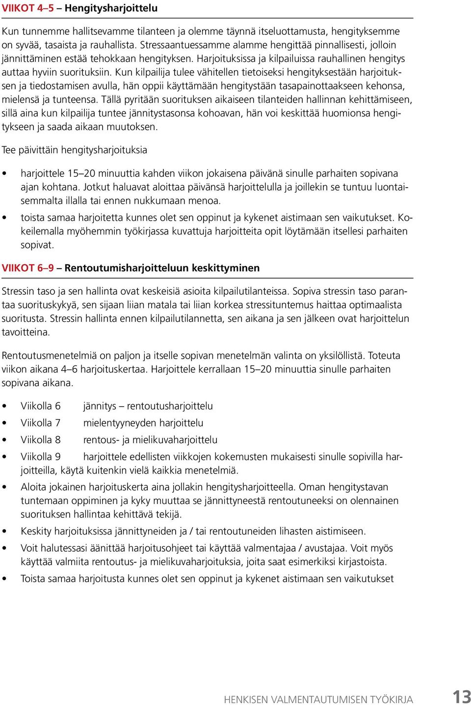 Kun kilpailija tulee vähitellen tietoiseksi hengityksestään harjoituksen ja tiedostamisen avulla, hän oppii käyttämään hengitystään tasapainottaakseen kehonsa, mielensä ja tunteensa.