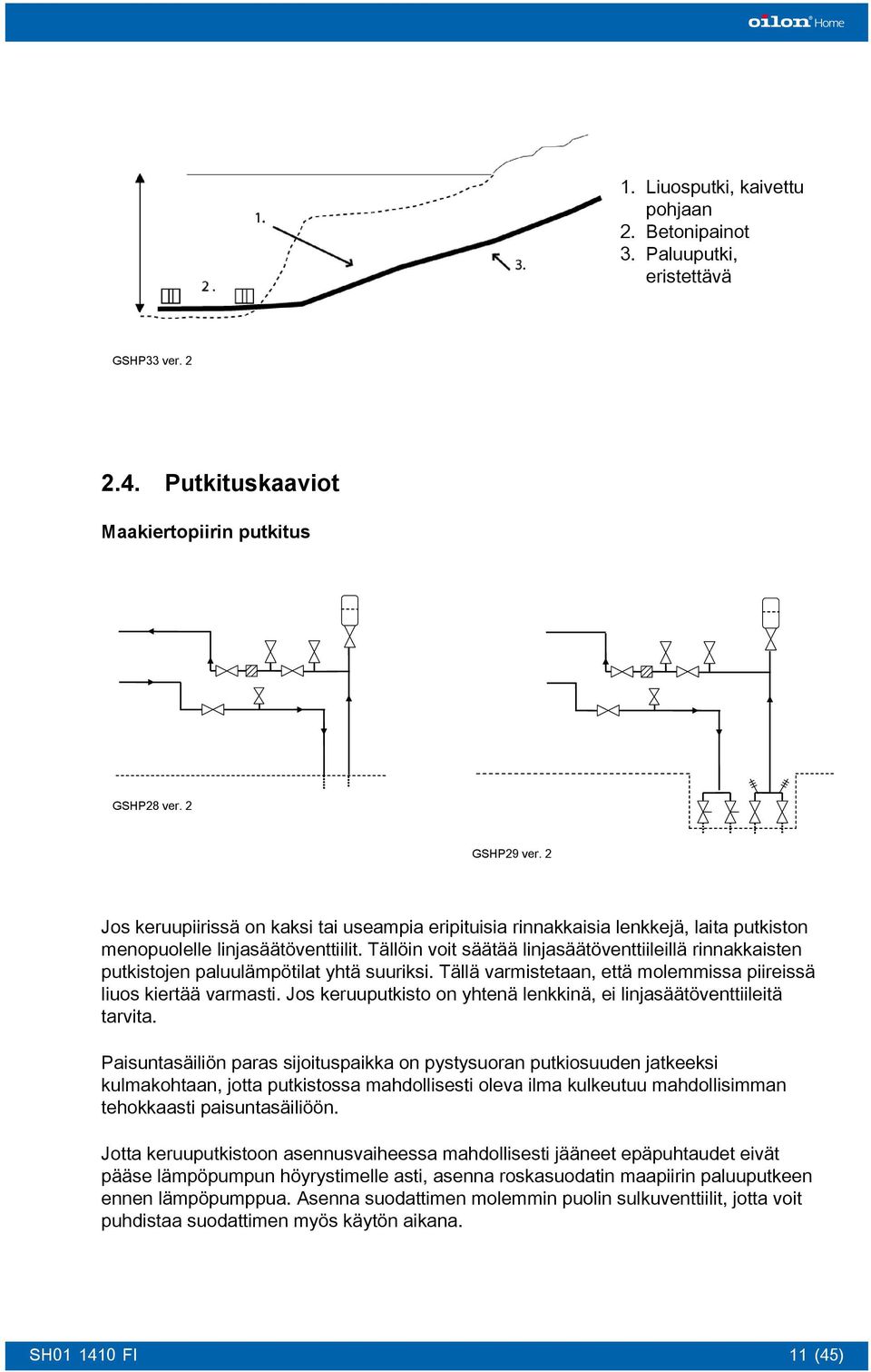 Tällöin voit säätää linjasäätöventtiileillä rinnakkaisten putkistojen paluulämpötilat yhtä suuriksi. Tällä varmistetaan, että molemmissa piireissä liuos kiertää varmasti.