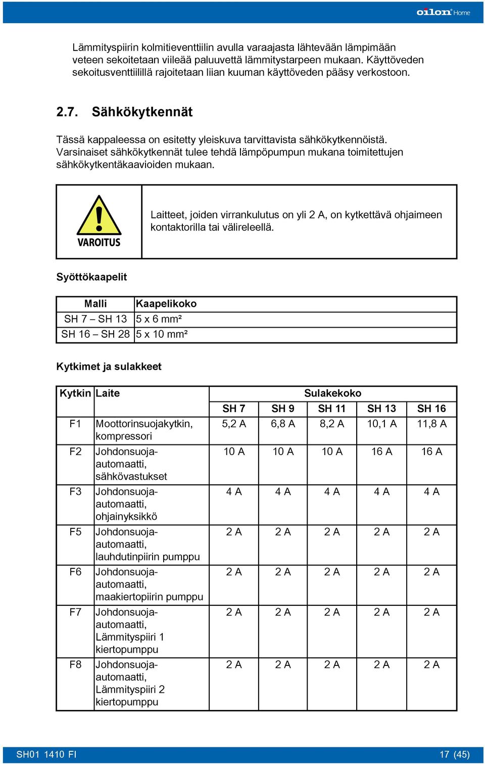 Varsinaiset sähkökytkennät tulee tehdä lämpöpumpun mukana toimitettujen sähkökytkentäkaavioiden mukaan.