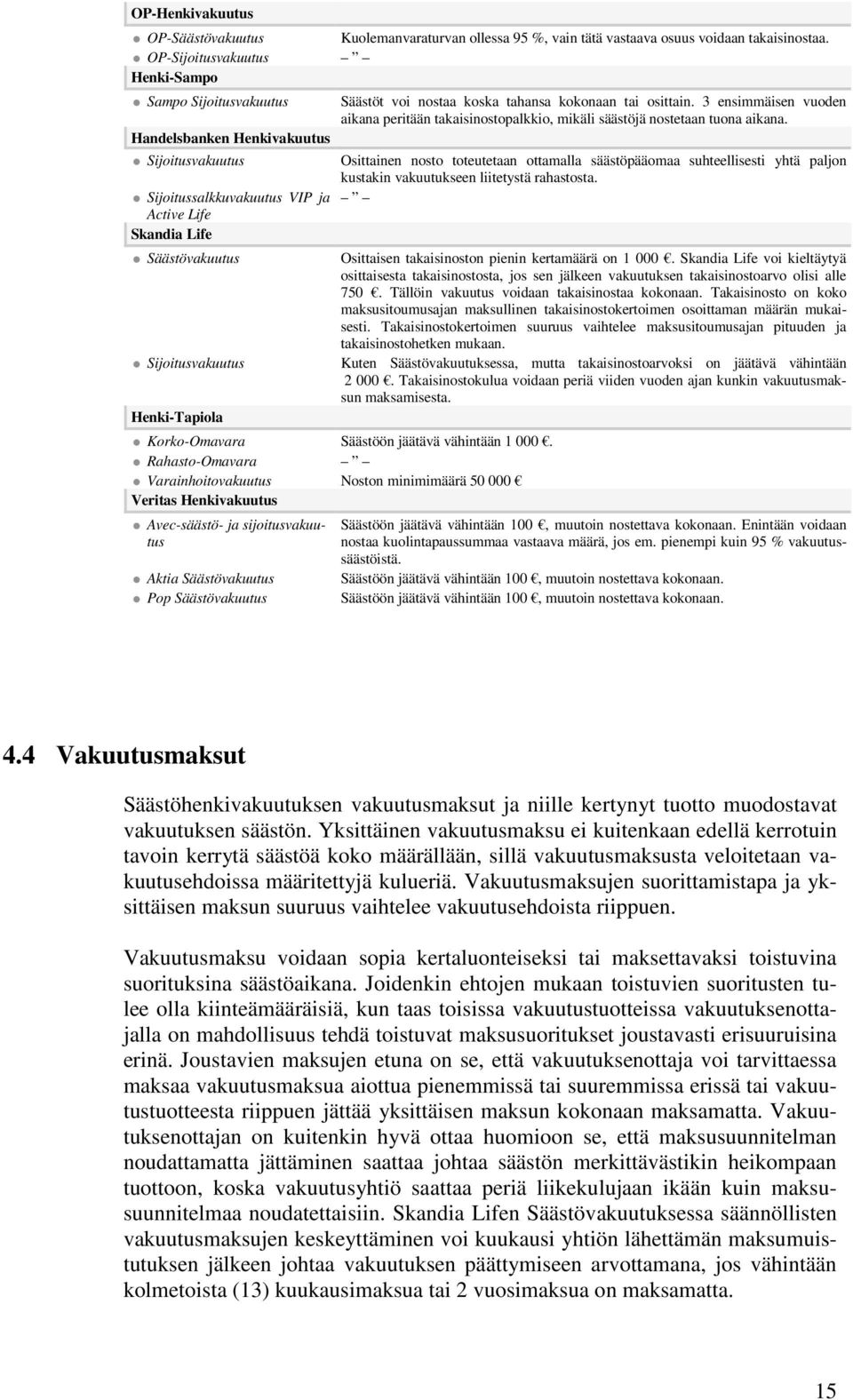 3 ensimmäisen vuoden aikana peritään takaisinostopalkkio, mikäli säästöjä nostetaan tuona aikana.