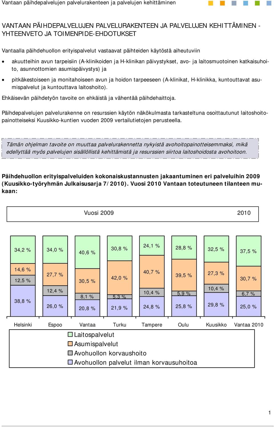 tarpeeseen (A-klinikat, H-klinikka, kuntouttavat asumispalvelut ja kuntouttava laitoshoito). Ehkäisevän päihdetyön tavoite on ehkäistä ja vähentää päihdehaittoja.