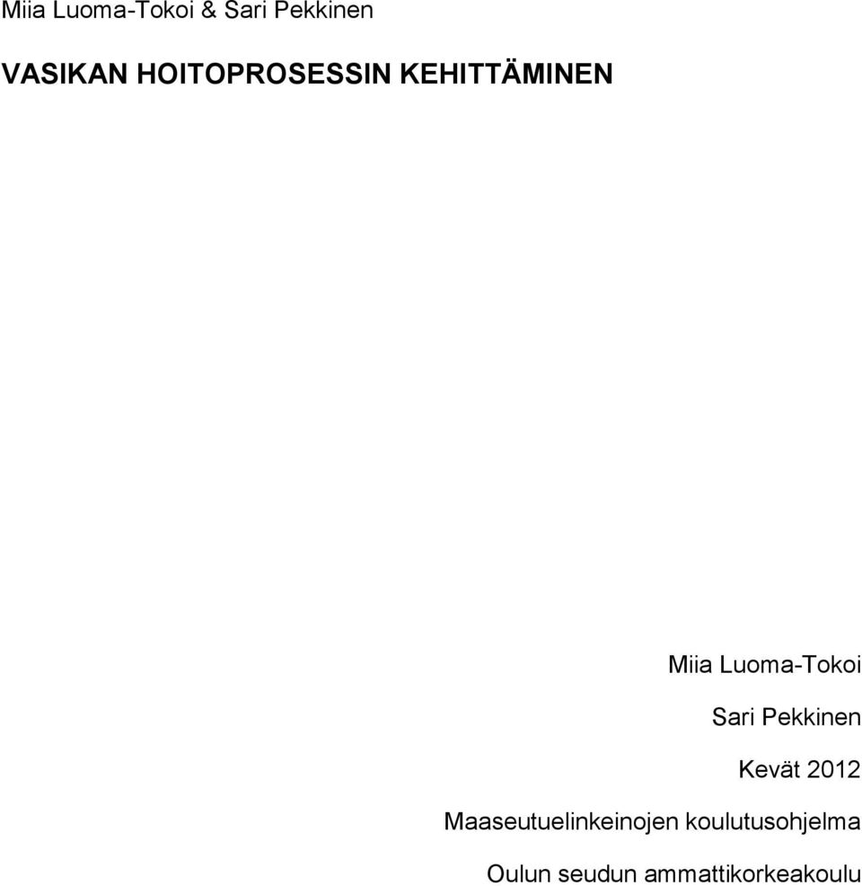Sari Pekkinen Kevät 2012