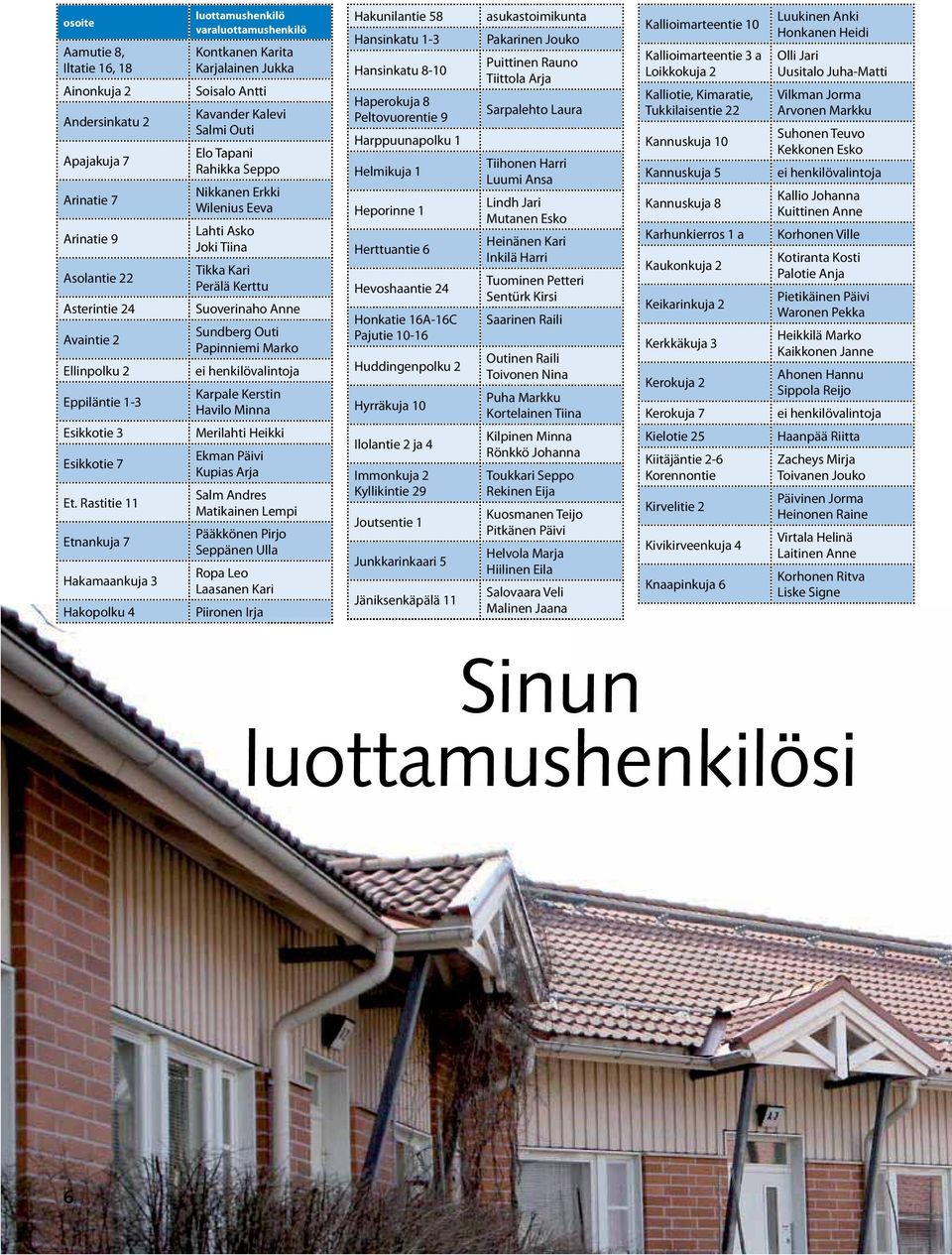 Erkki Wilenius Eeva Lahti Asko Joki Tiina Tikka Kari Perälä Kerttu Suoverinaho Anne Sundberg Outi Papinniemi Marko Karpale Kerstin Havilo Minna Merilahti Heikki Ekman Päivi Kupias Arja Salm Andres