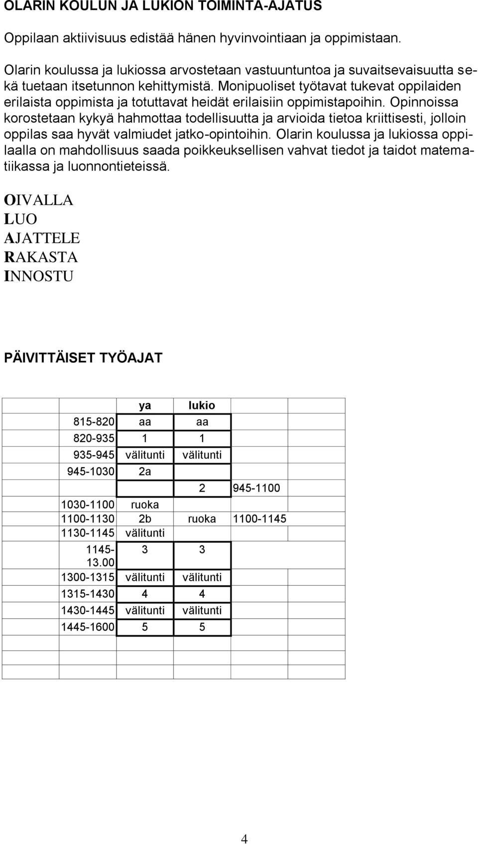 Monipuoliset työtavat tukevat oppilaiden erilaista oppimista ja totuttavat heidät erilaisiin oppimistapoihin.