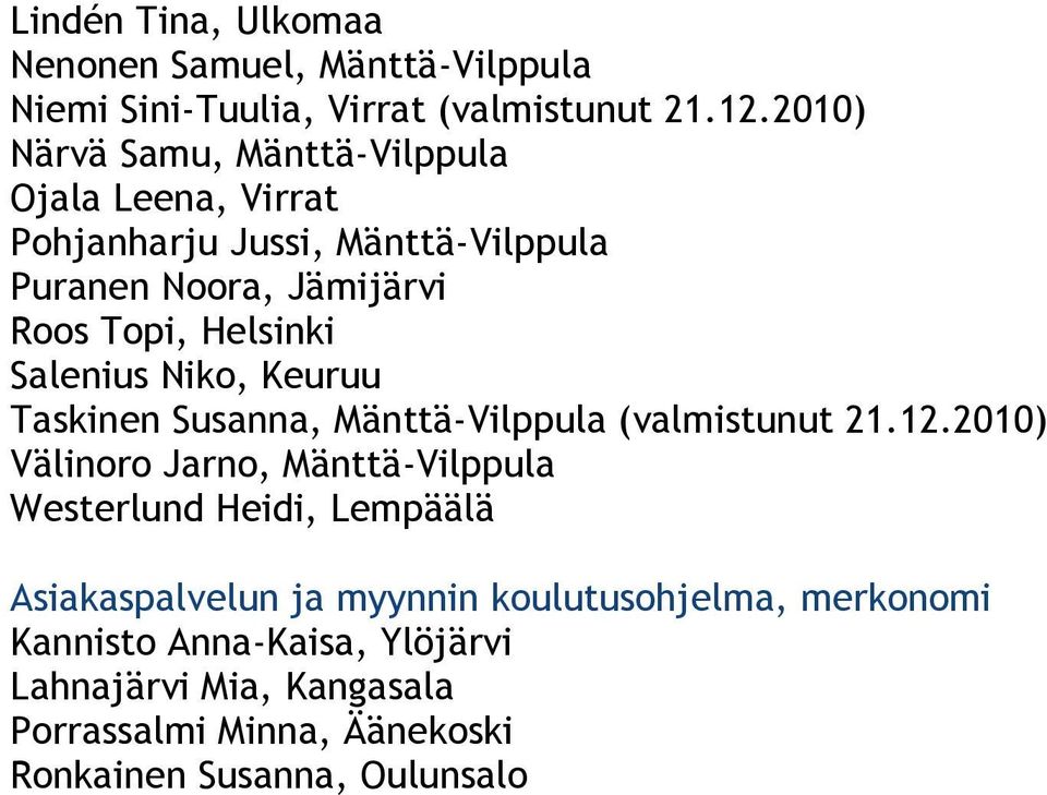 Salenius Niko, Keuruu Taskinen Susanna, Mänttä-Vilppula (valmistunut 21.12.