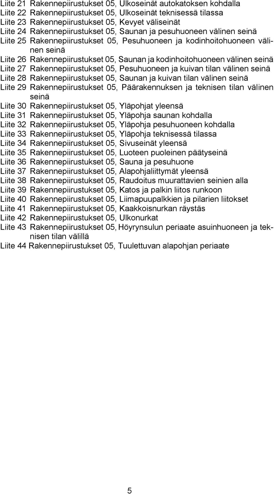 kodinhoitohuoneen välinen seinä Liite 27 Rakennepiirustukset 05, Pesuhuoneen ja kuivan tilan välinen seinä Liite 28 Rakennepiirustukset 05, Saunan ja kuivan tilan välinen seinä Liite 29