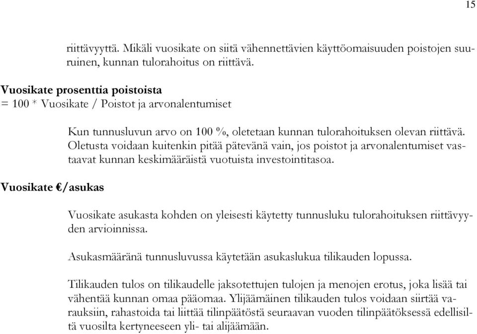 Oletusta voidaan kuitenkin pitää pätevänä vain, jos poistot ja arvonalentumiset vastaavat kunnan keskimääräistä vuotuista investointitasoa.