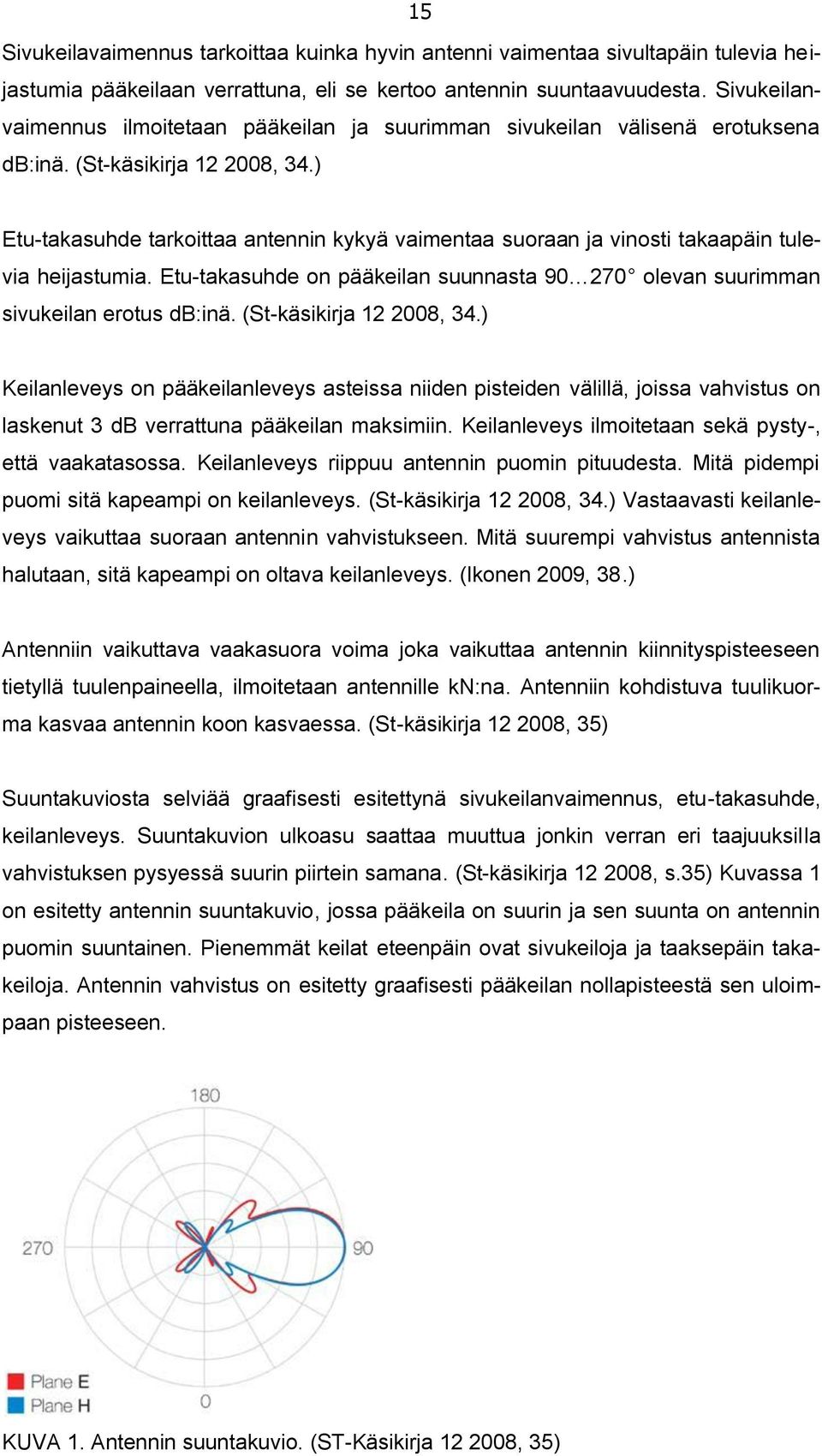 ) Etu-takasuhde tarkoittaa antennin kykyä vaimentaa suoraan ja vinosti takaapäin tulevia heijastumia. Etu-takasuhde on pääkeilan suunnasta 90 270 olevan suurimman sivukeilan erotus db:inä.