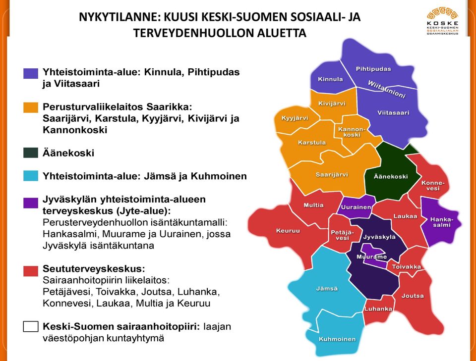 terveyskeskus (Jyte-alue): Perusterveydenhuollon isäntäkuntamalli: Hankasalmi, Muurame ja Uurainen, jossa Jyväskylä isäntäkuntana Seututerveyskeskus: