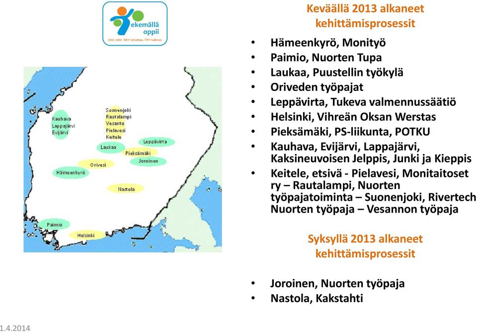 Kaksineuvoisen Jelppis, Junki ja Kieppis Keitele, etsivä - Pielavesi, Monitaitoset ry Rautalampi, Nuorten työpajatoiminta