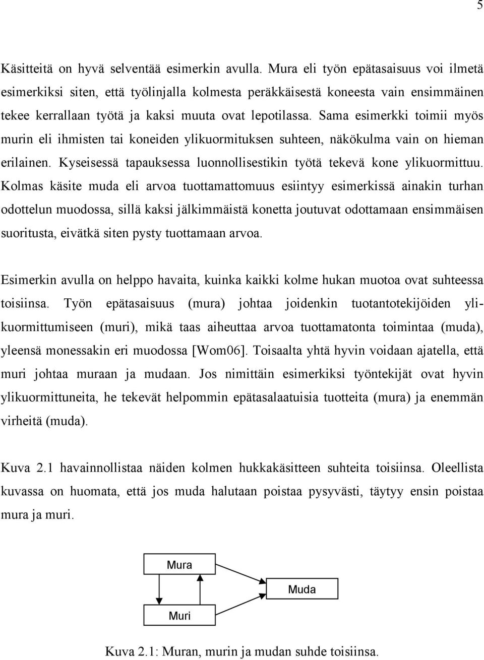 Sama esimerkki toimii myös murin eli ihmisten tai koneiden ylikuormituksen suhteen, näkökulma vain on hieman erilainen. Kyseisessä tapauksessa luonnollisestikin työtä tekevä kone ylikuormittuu.