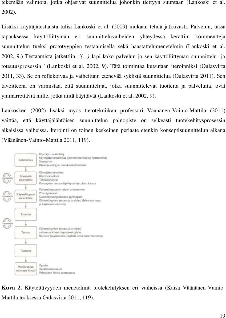 2002, 9.) Testaamista jatkettiin ( ) läpi koko palvelun ja sen käyttöliittymän suunnittelu- ja toteutusprosessin (Lankoski et al. 2002, 9). Tätä toimintaa kutsutaan iteroinniksi (Oulasvirta 2011, 33).