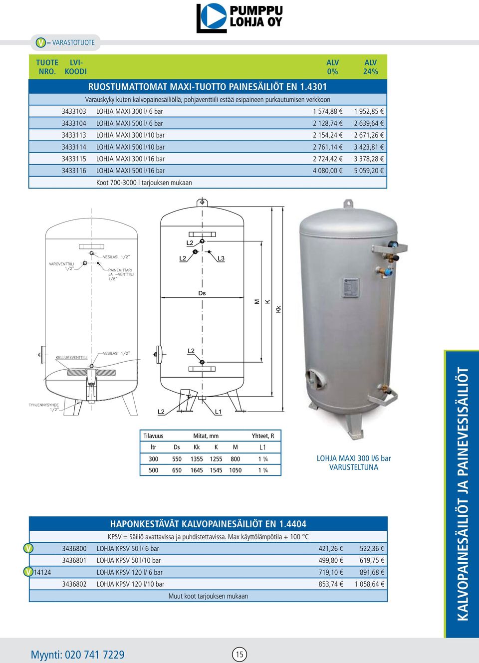 3433113 LOHJA MAXI 300 l/10 bar 2 154,24 2 671,26 3433114 LOHJA MAXI 500 l/10 bar 2 761,14 3 423,81 3433115 LOHJA MAXI 300 l/16 bar 2 724,42 3 378,28 3433116 LOHJA MAXI 500 l/16 bar 4 080,00 5 059,20