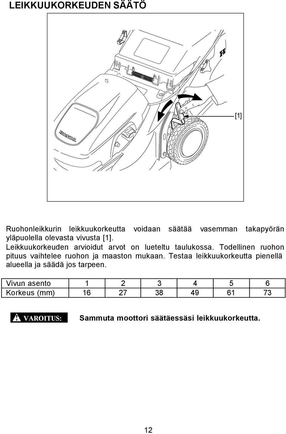 Todellinen ruohon pituus vaihtelee ruohon ja maaston mukaan.