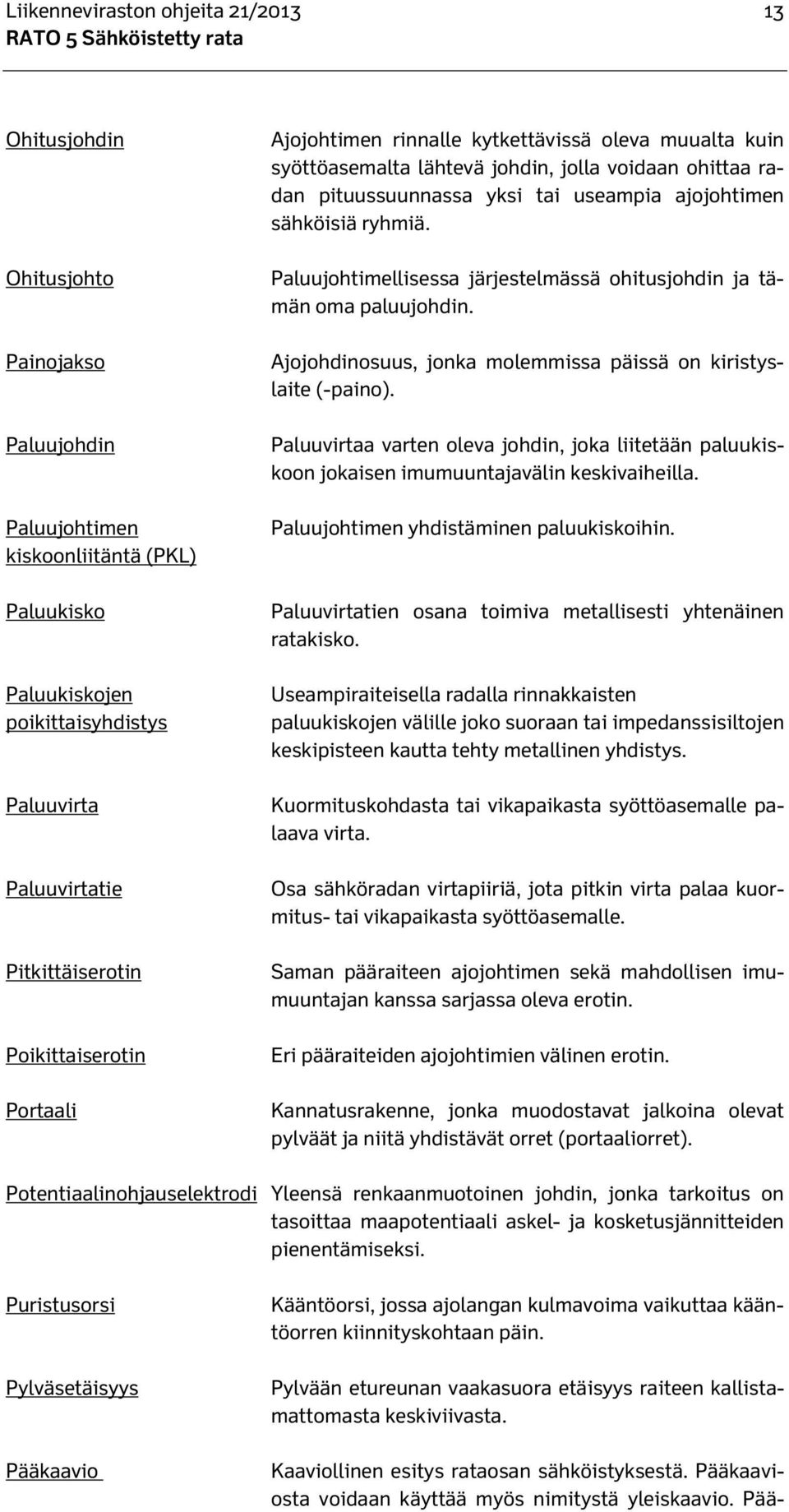 ajojohtimen sähköisiä ryhmiä. Paluujohtimellisessa järjestelmässä ohitusjohdin ja tämän oma paluujohdin. Ajojohdinosuus, jonka molemmissa päissä on kiristyslaite (-paino).