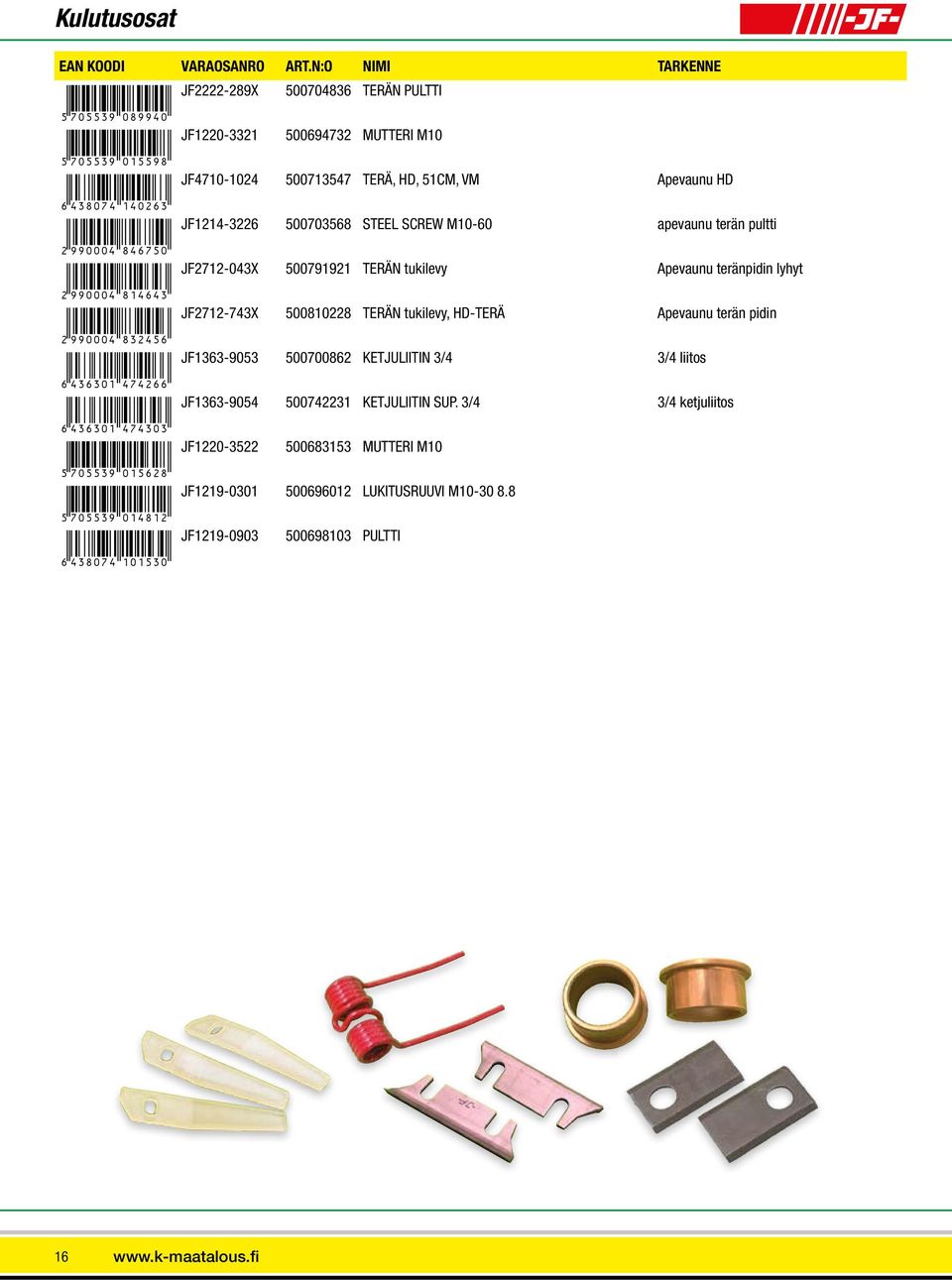 apevaunu terän pultti JF2712-043X 500791921 TERÄN tukilevy Apevaunu teränpidin lyhyt JF2712-743X 500810228 TERÄN tukilevy, HD-TERÄ Apevaunu terän pidin JF1363-9053 500700862