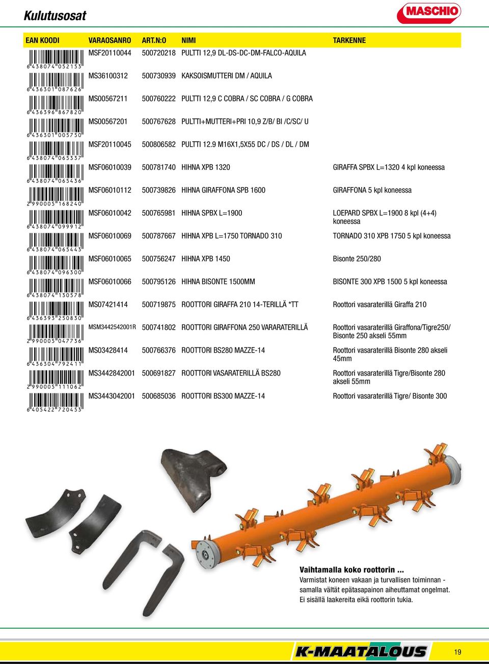 500760222 PULTTI 12,9 C COBRA / SC COBRA / G COBRA MS00567201 500767628 PULTTI+MUTTERI+PRI 10,9 Z/B/ BI /C/SC/ U MSF20110045 500806582 PULTTI 12.