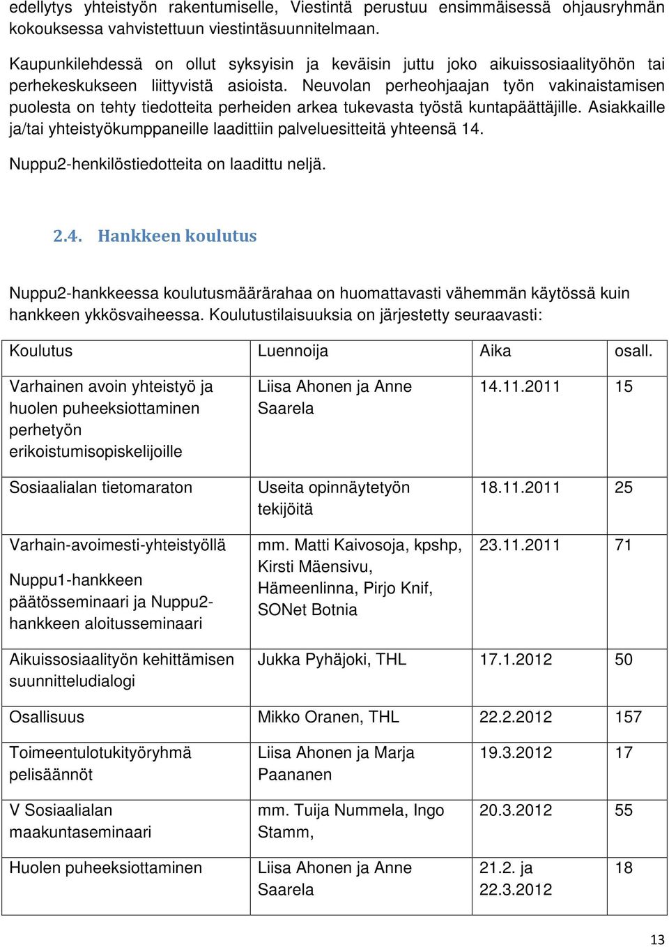 Neuvolan perheohjaajan työn vakinaistamisen puolesta on tehty tiedotteita perheiden arkea tukevasta työstä kuntapäättäjille.