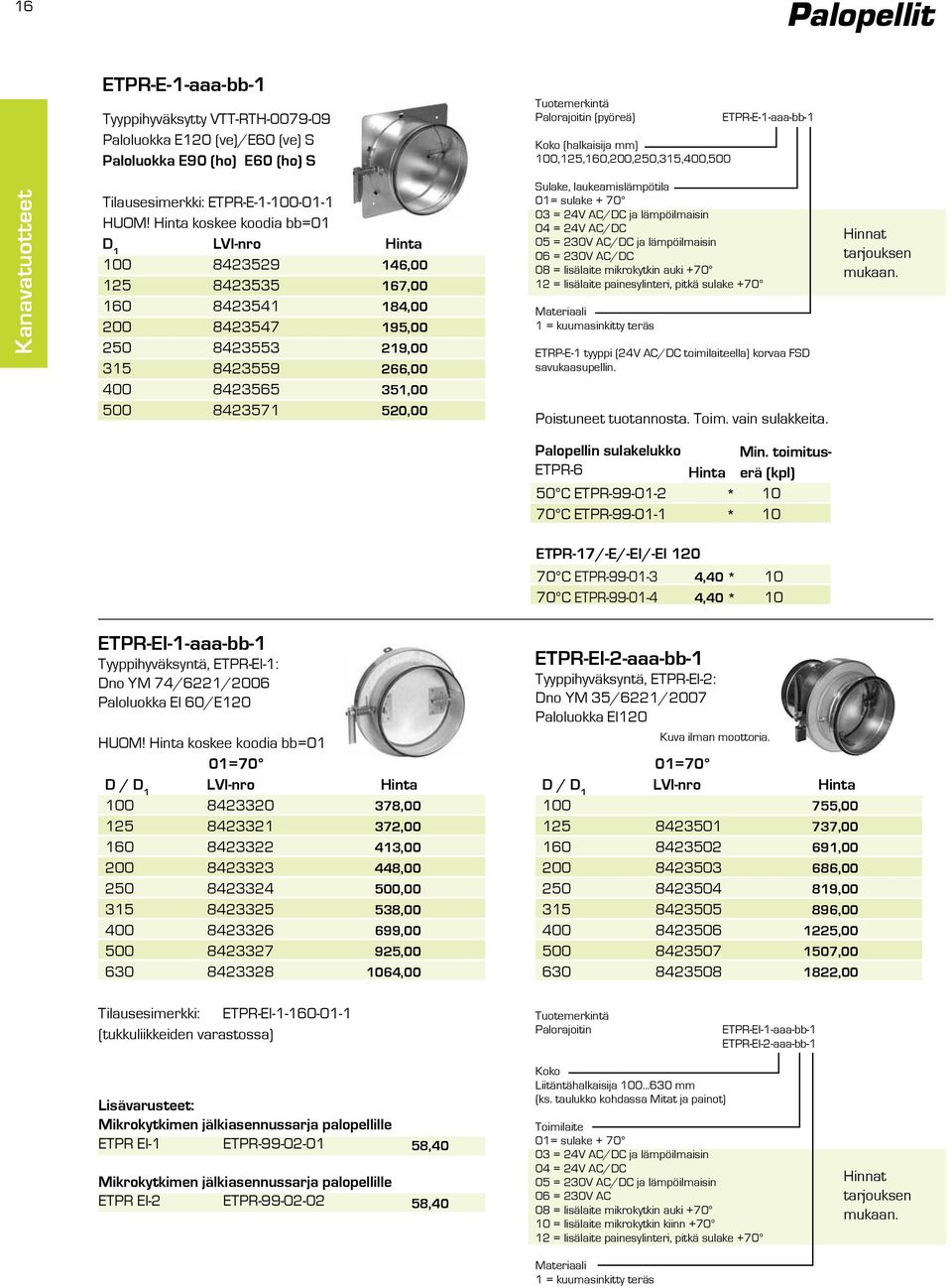 koskee koodia bb=01 D 1 0 8423529 8423535 160 8423541 8423547 250 8423553 315 8423559 8423565 500 8423571 146,00 167,00 184,00 195,00 219,00 266,00 351,00 520,00 Sulake, laukeamislämpötila 01= sulake