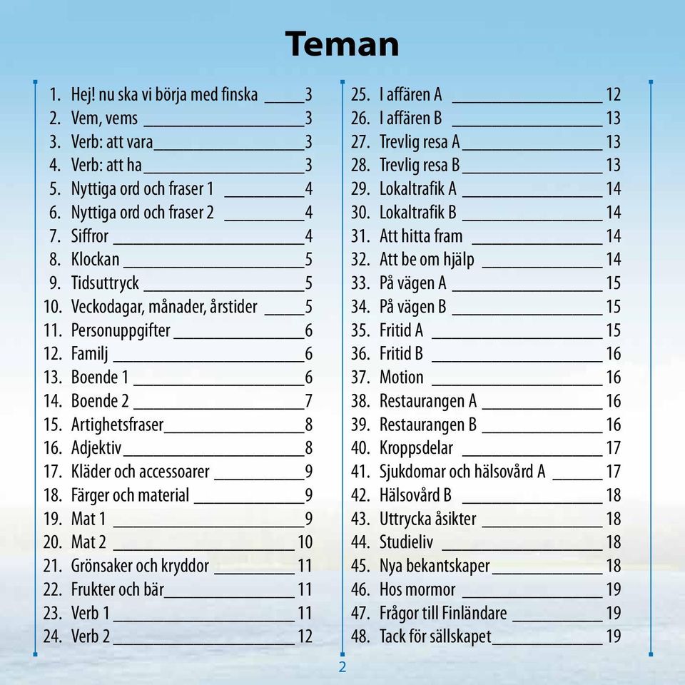 Färger och material 9 19. Mat 1 9 20. Mat 2 10 21. Grönsaker och kryddor 11 22. Frukter och bär 11 23. Verb 1 11 24. Verb 2 12 2 25. I affären A 12 26. I affären B 13 27. Trevlig resa A 13 28.