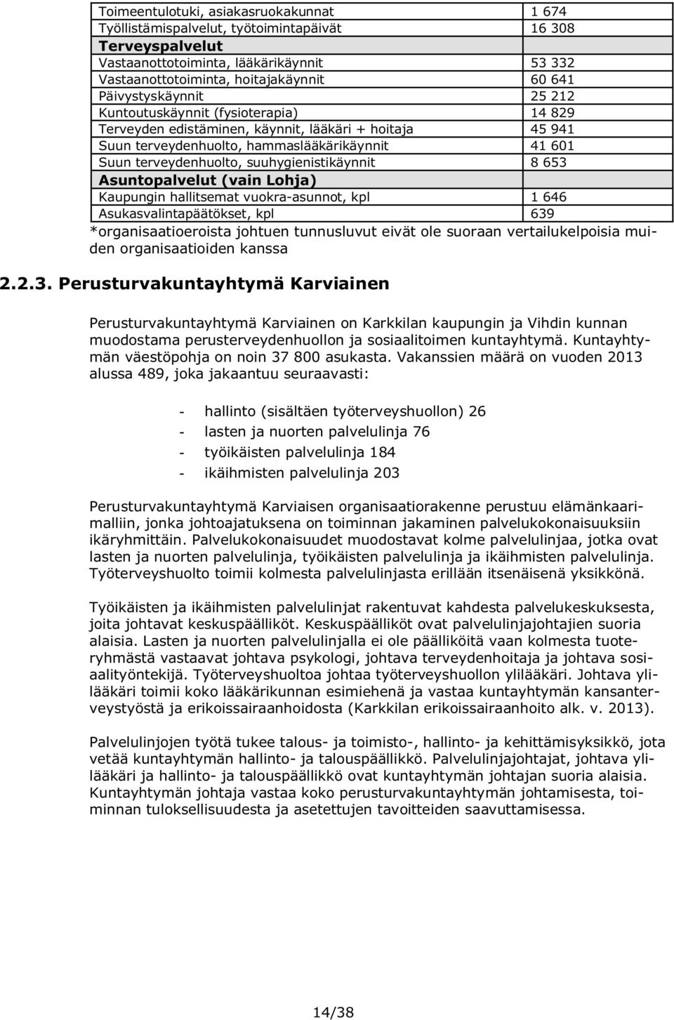 suuhygienistikäynnit 8 653 Asuntopalvelut (vain Lohja) Kaupungin hallitsemat vuokra-asunnot, kpl 1 646 Asukasvalintapäätökset, kpl 639 *organisaatioeroista johtuen tunnusluvut eivät ole suoraan