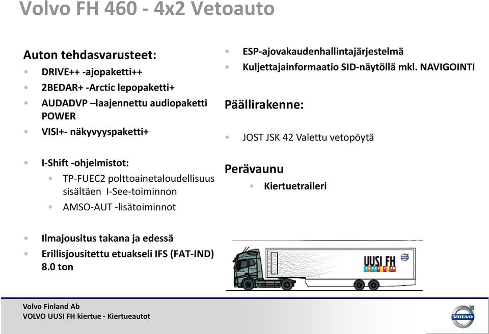 AMSO AUT lisätoiminnot ESP ajovakaudenhallintajärjestelmä Kuljettajainformaatio SID näytöllä mkl.