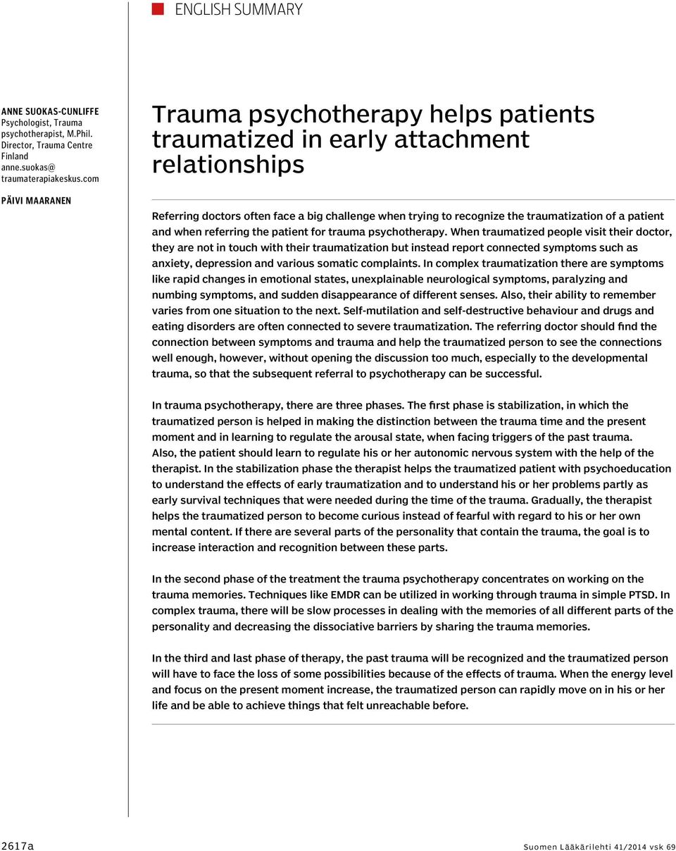 patient and when referring the patient for trauma psychotherapy.