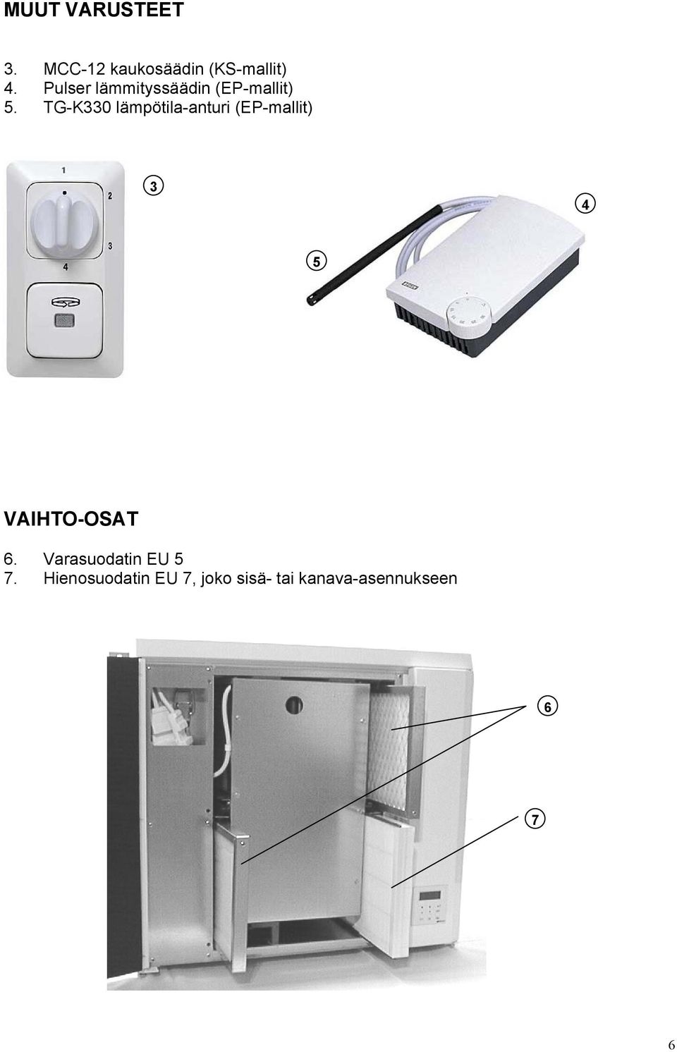 TG-K330 lämpötila-anturi (EP-mallit) 3 4 5 VAIHTO-OSAT 6.
