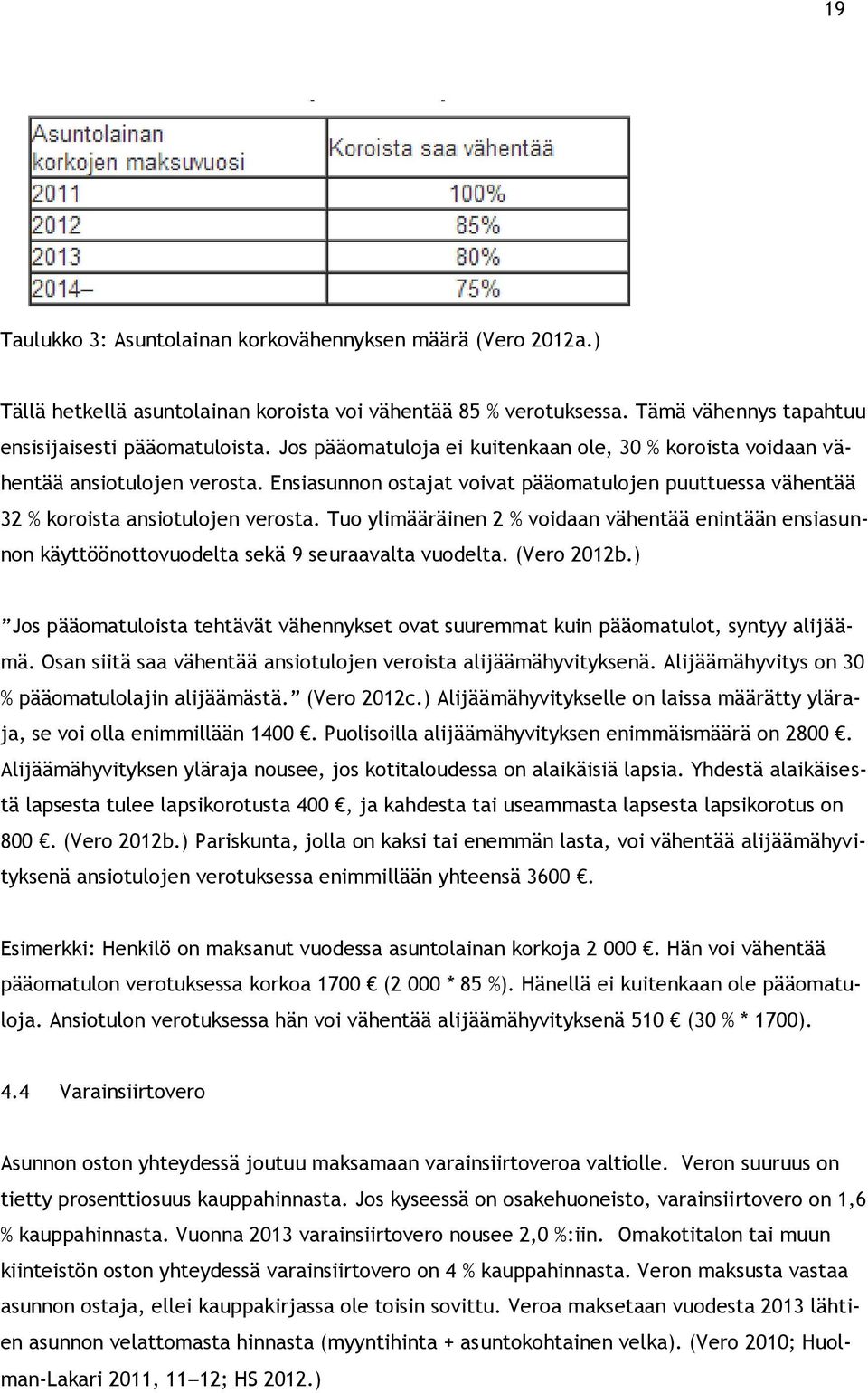 Tuo ylimääräinen 2 % voidaan vähentää enintään ensiasunnon käyttöönottovuodelta sekä 9 seuraavalta vuodelta. (Vero 2012b.