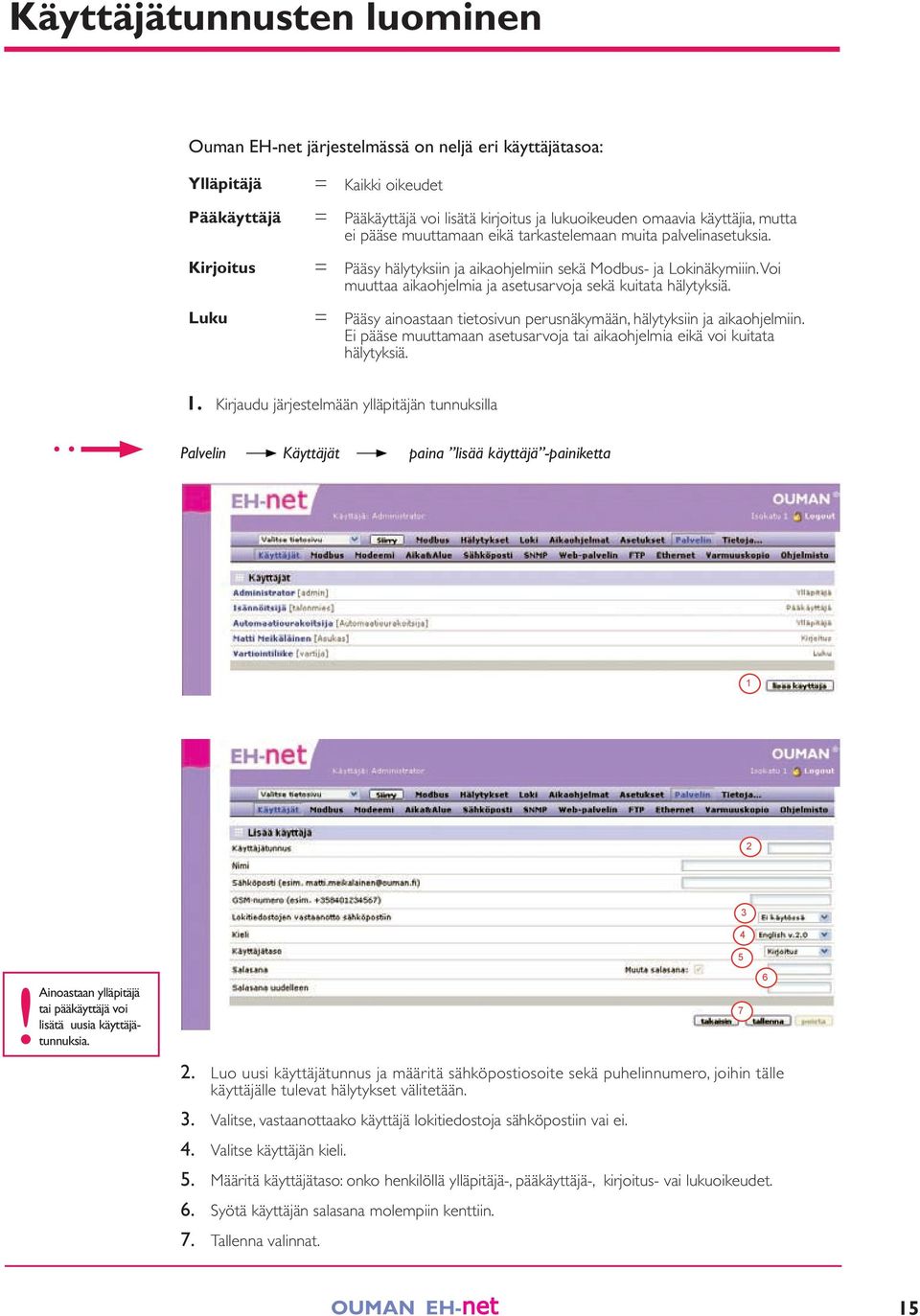 Voi muuttaa aikaohjelmia ja asetusarvoja sekä kuitata hälytyksiä. = = Pääsy ainoastaan tietosivun perusnäkymään, hälytyksiin ja aikaohjelmiin.