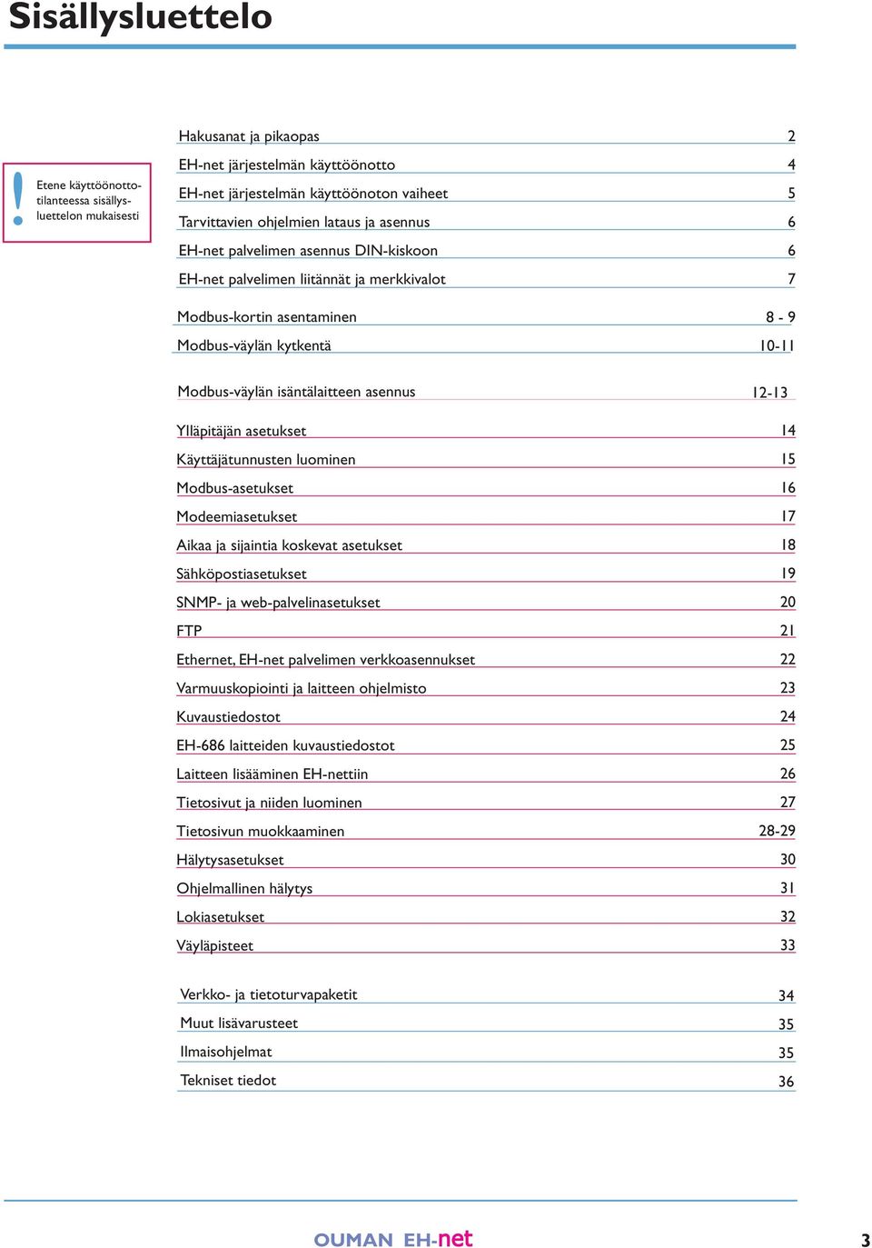 EH-net palvelimen liitännät ja merkkivalot Modbus-kortin asentaminen Modbus-väylän kytkentä 7 8-9 0- Modbus-väylän isäntälaitteen asennus Ylläpitäjän asetukset Käyttäjätunnusten luominen