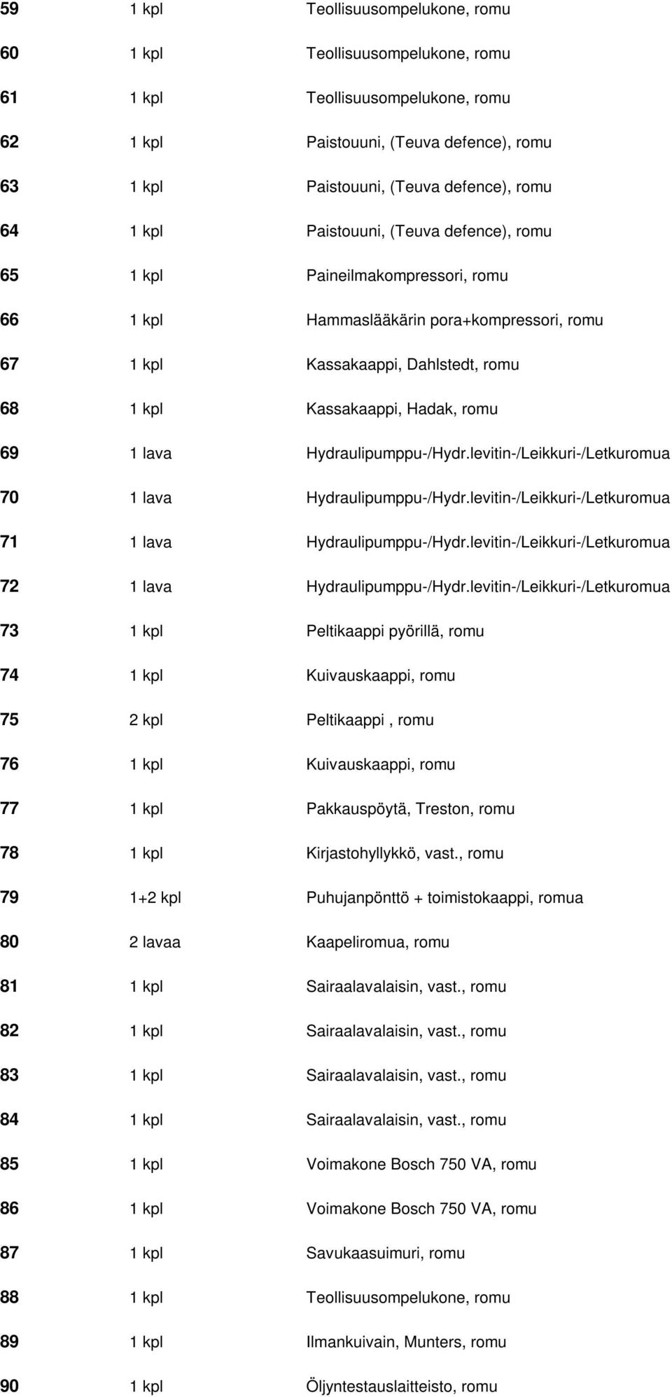 lava Hydraulipumppu-/Hydr.levitin-/Leikkuri-/Letkuromua 70 1 lava Hydraulipumppu-/Hydr.levitin-/Leikkuri-/Letkuromua 71 1 lava Hydraulipumppu-/Hydr.