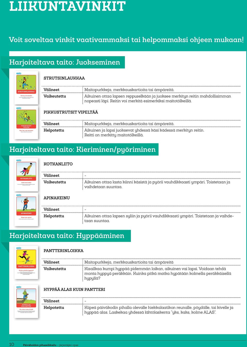 Kuinka pitkä matka hypätään kolmella peräkkäisellä hypyllä? Kiipeä päiväkodin pihalla olevalle hiekkalaatikon reunalle, pöydälle, tai kivelle ja hyppää alas.