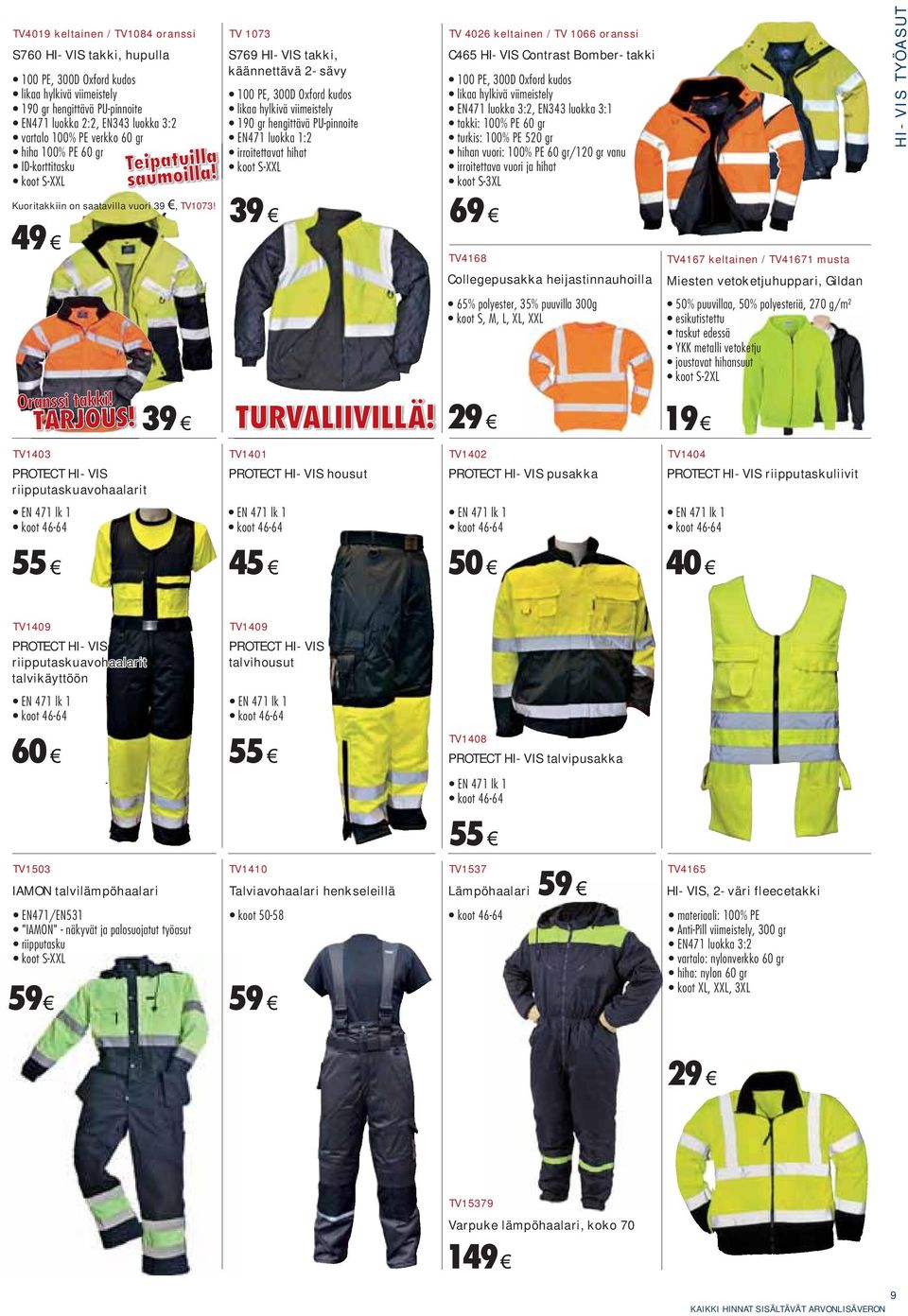 39 TV 1073 S769 HI-VIS takki, käännettävä 2-sävy 39 TURVALIIVILLÄ!