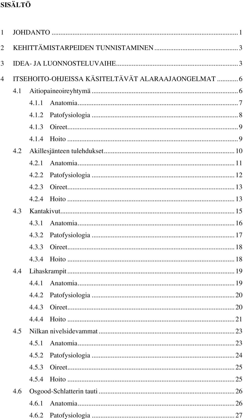 .. 15 4.3.1 Anatomia... 16 4.3.2 Patofysiologia... 17 4.3.3 Oireet... 18 4.3.4 Hoito... 18 4.4 Lihaskrampit... 19 4.4.1 Anatomia... 19 4.4.2 Patofysiologia... 20 4.4.3 Oireet... 20 4.4.4 Hoito... 21 4.