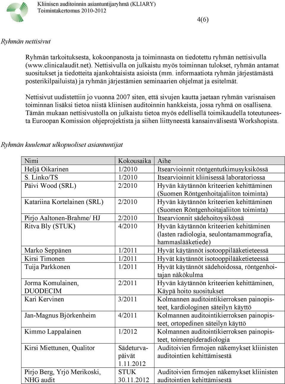 informaatiota ryhmän järjestämästä posterikilpailuista) ja ryhmän järjestämien seminaarien ohjelmat ja esitelmät.