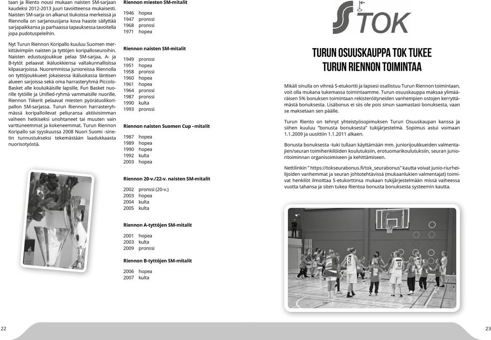 Nyt Turun Riennon Koripallo kuuluu Suomen merkittävimpiin naisten ja tyttöjen koripalloseuroihin.