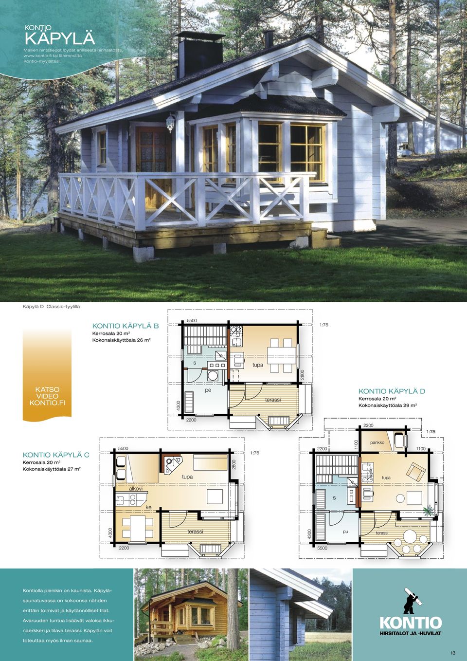 FI 4300 KONTIO KÄPYLÄ D Kerroala 20 m 2 Kokonaikäyttöala 29 m 2 2200 2200 KONTIO KÄPYLÄ C Kerroala 20 m 2 Kokonaikäyttöala 27 m 2 5500 2800 2200