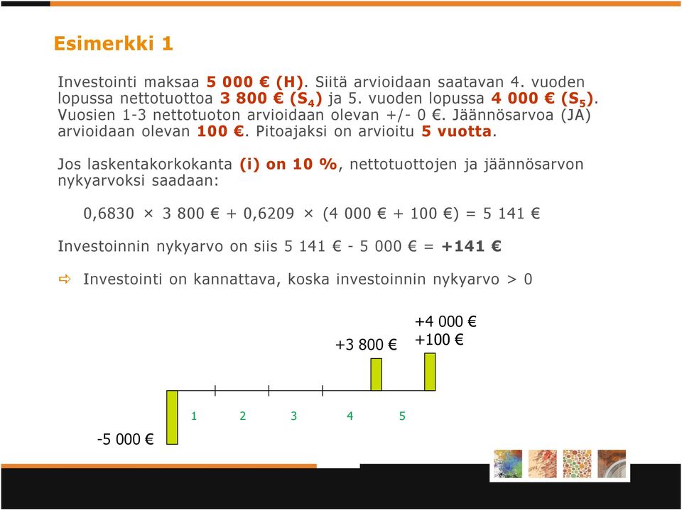 Pitoajaksi on arvioitu 5 vuotta.