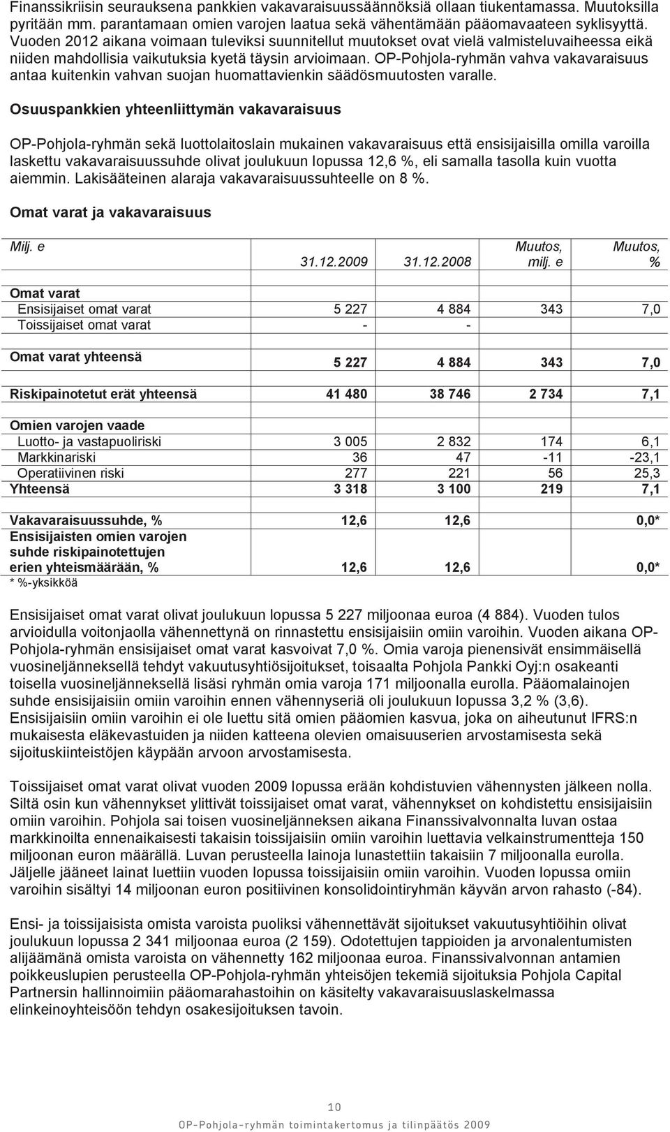 OP-Pohjola-ryhmän vahva vakavaraisuus antaa kuitenkin vahvan suojan huomattavienkin säädösmuutosten varalle.