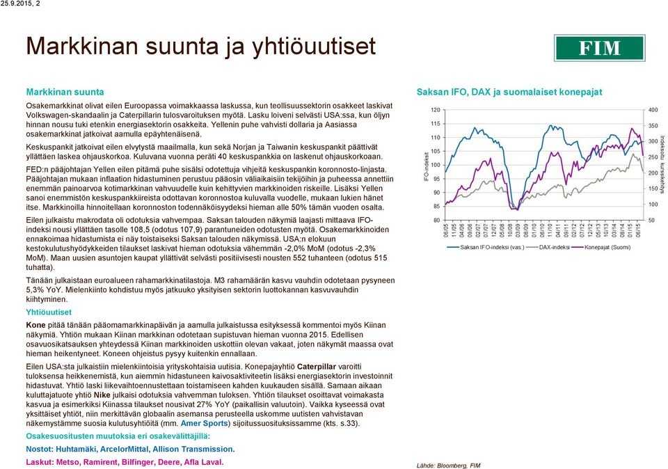 Yellenin puhe vahvisti dollaria ja Aasiassa osakemarkkinat jatkoivat aamulla epäyhtenäisenä.