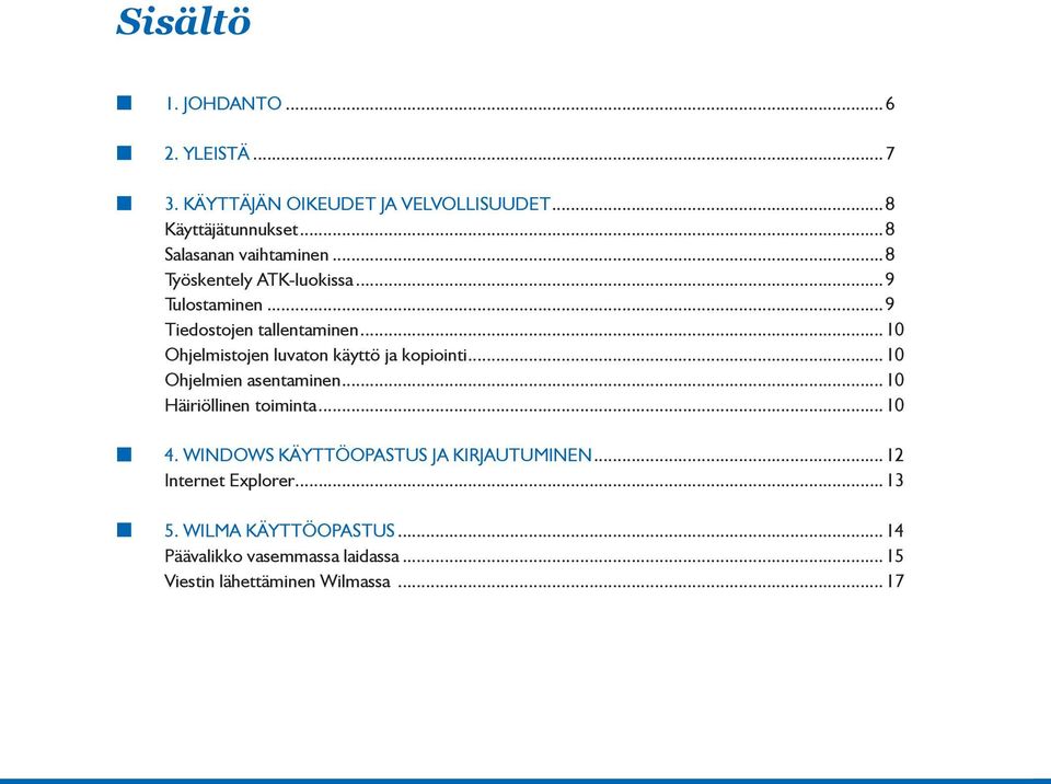 ..10 Ohjelmistojen luvaton käyttö ja kopiointi...10 Ohjelmien asentaminen...10 Häiriöllinen toiminta...10 4.