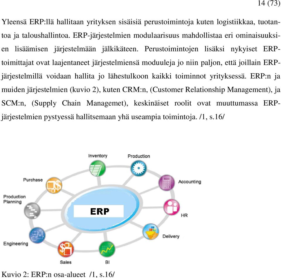 Perustoimintojen lisäksi nykyiset ERPtoimittajat ovat laajentaneet järjestelmiensä moduuleja jo niin paljon, että joillain ERPjärjestelmillä voidaan hallita jo lähestulkoon