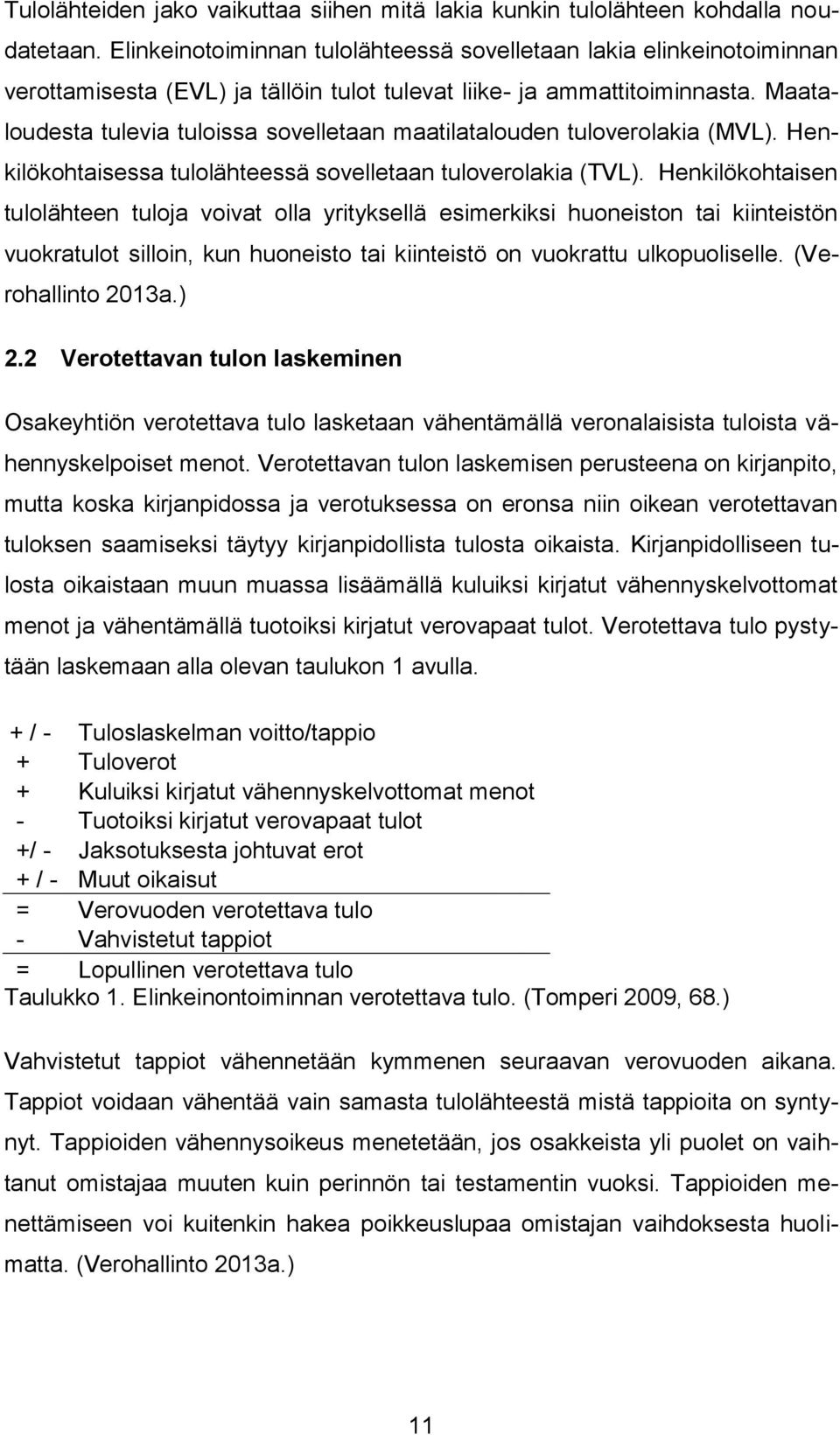 Maataloudesta tulevia tuloissa sovelletaan maatilatalouden tuloverolakia (MVL). Henkilökohtaisessa tulolähteessä sovelletaan tuloverolakia (TVL).