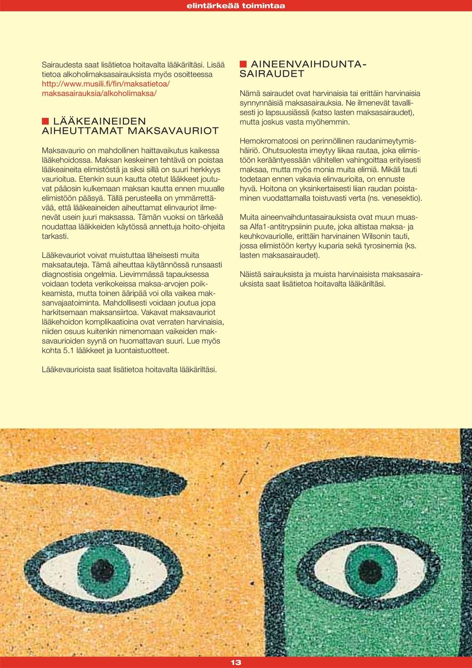 Maksan keskeinen tehtävä on poistaa lääkeaineita elimistöstä ja siksi sillä on suuri herkkyys vaurioitua.
