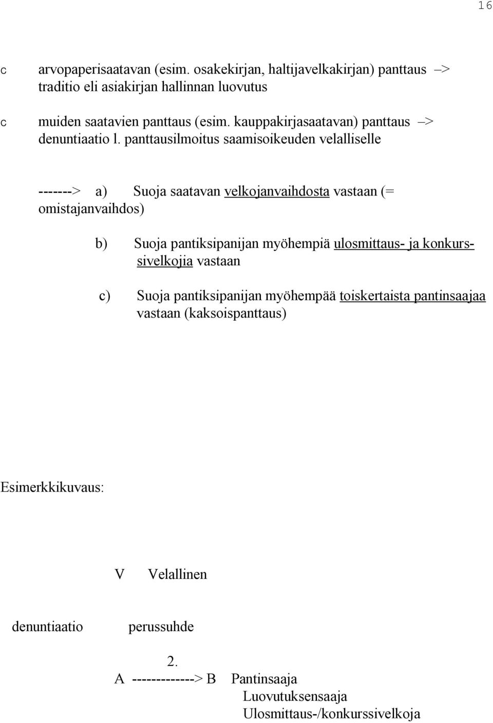 panttausilmoitus saamisoikeuden velalliselle > a) Suoja saatavan velkojanvaihdosta vastaan (= omistajanvaihdos) b) Suoja pantiksipanijan myöhempiä