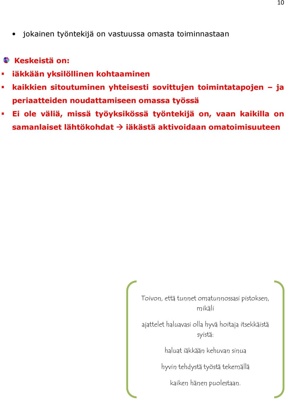 vaan kaikilla on samanlaiset lähtökohdat iäkästä aktivoidaan omatoimisuuteen Toivon, että tunnet omatunnossasi pistoksen, mikäli