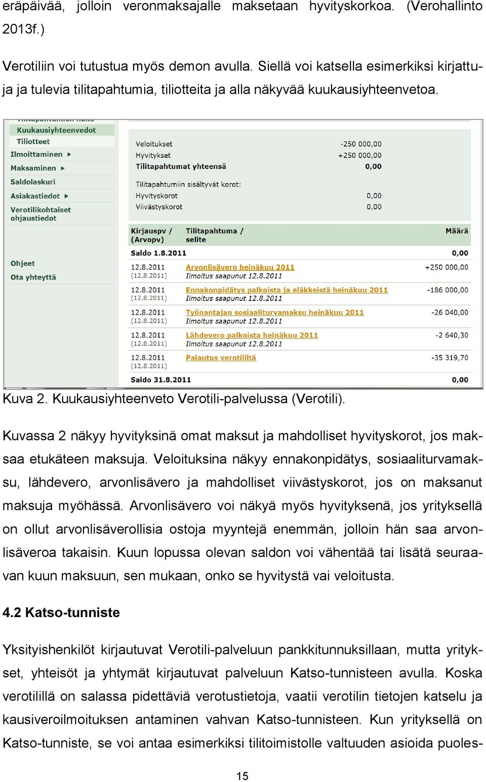 Kuvassa 2 näkyy hyvityksinä omat maksut ja mahdolliset hyvityskorot, jos maksaa etukäteen maksuja.